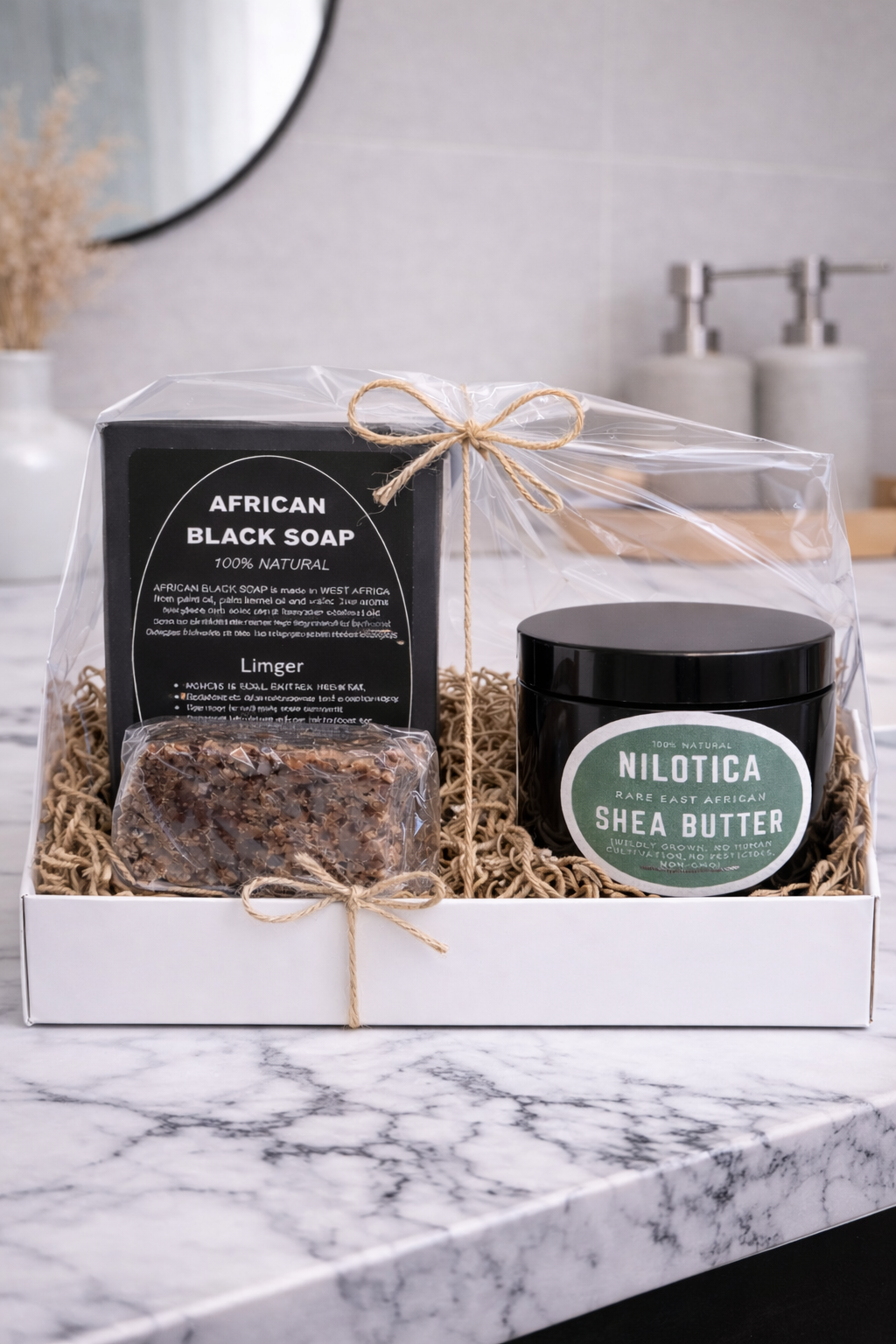 Clear Skin Oasis Bundle - Raw African BLACK Soap & Nilotica Shea