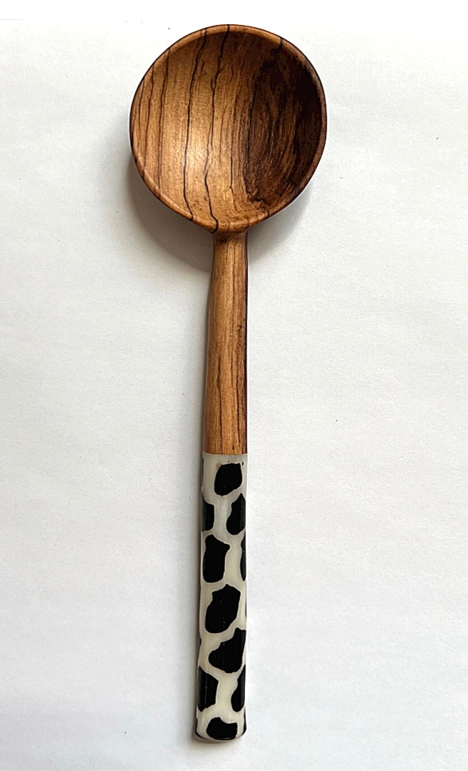 Handmade Olive Wooden Teaspoon with Ethically-sourced cow Bone Handle