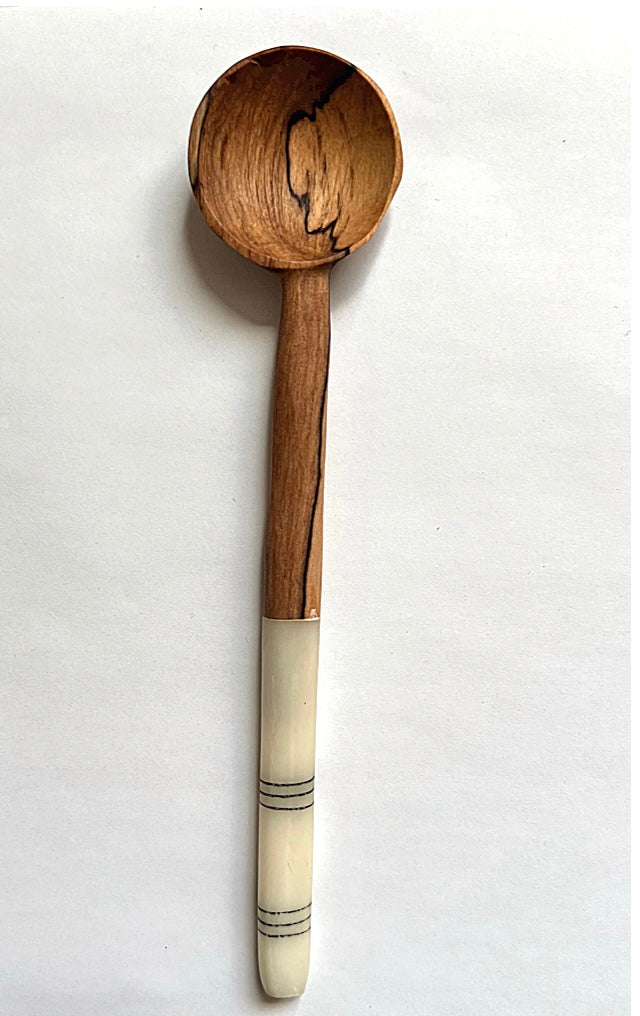 Handmade Olive Wooden Teaspoon with Ethically-sourced cow Bone Handle