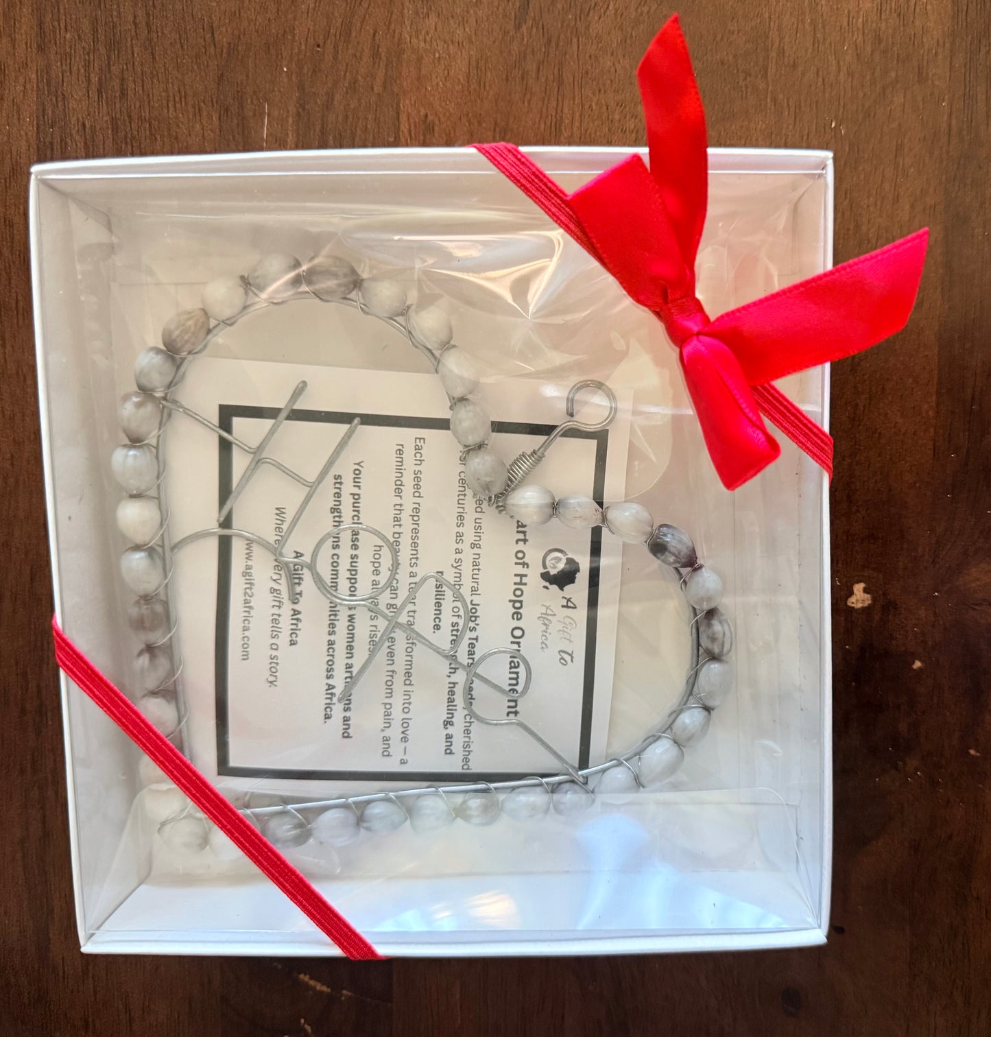 Heart of Hope Handmade Job’s Tears Ornament – Organic Seeds, Eco-Friendly African Gift