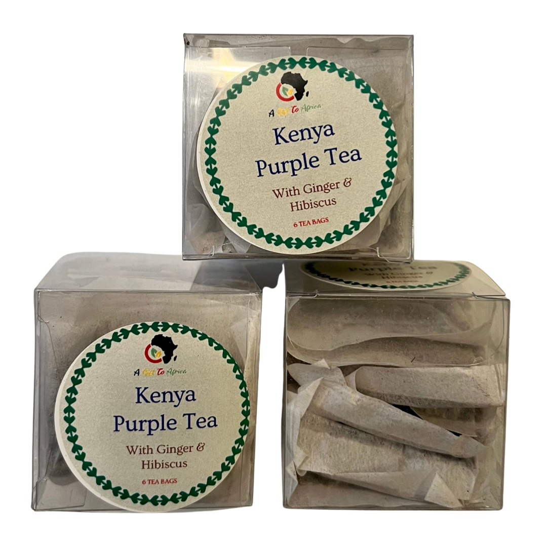 Kenya Purple Tea with Ginger and Hibiscus Dry Tea Bags A Gift To Africa